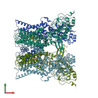 PDB entry 7mz7 coloured by chain, front view.