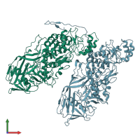 PDB entry 7qwz coloured by chain, front view.