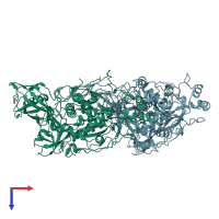 PDB entry 7qwz coloured by chain, top view.