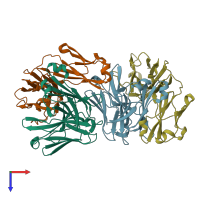 PDB entry 8fab coloured by chain, top view.