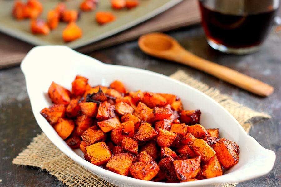 Honey Cinnamon Roasted Sweet Potatoes