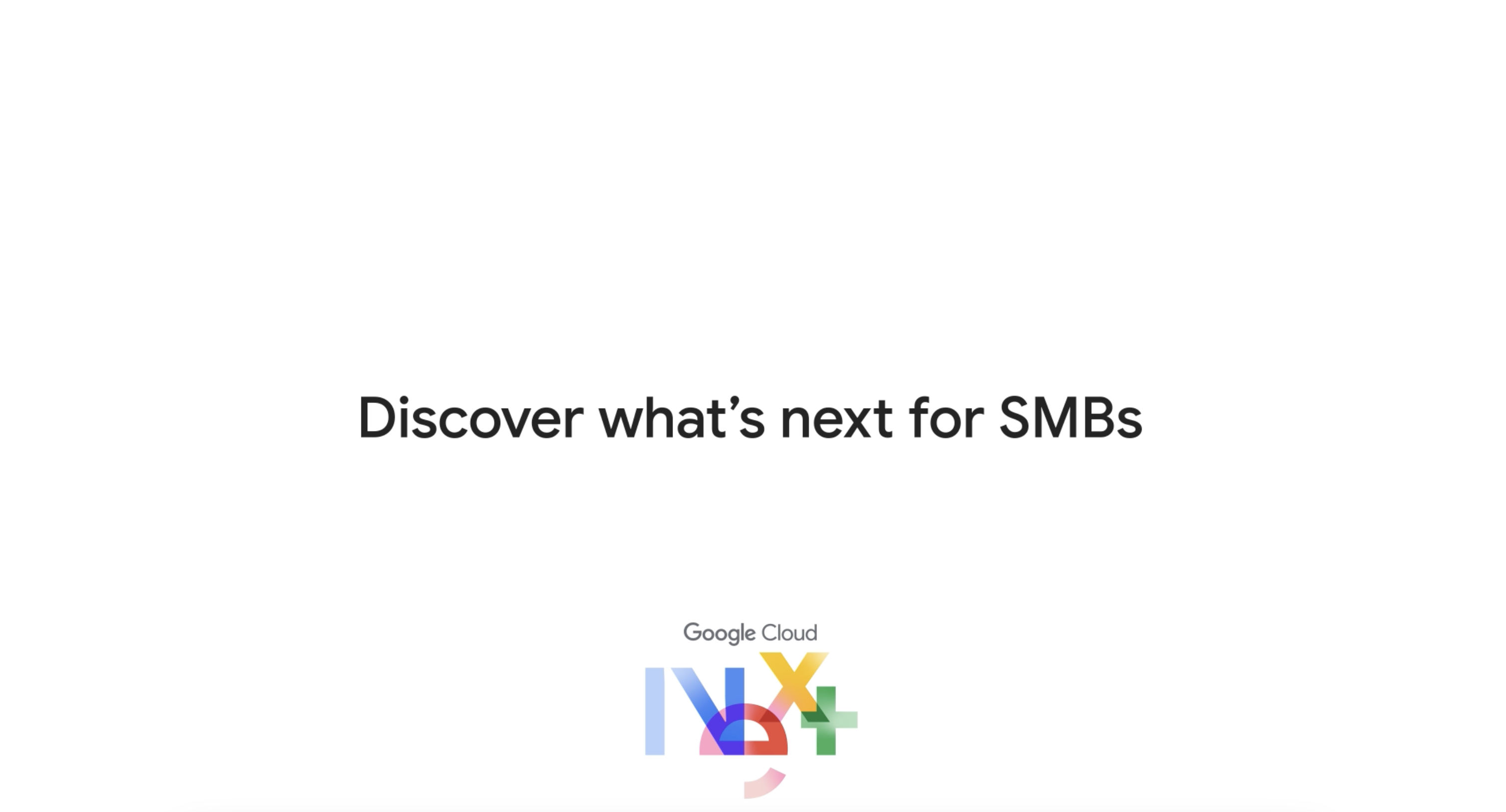 圖片：「Discover what's next for SMBs」文字與 Google Cloud Next 標誌