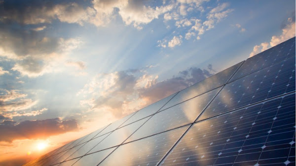 Solar panel against the skyline 