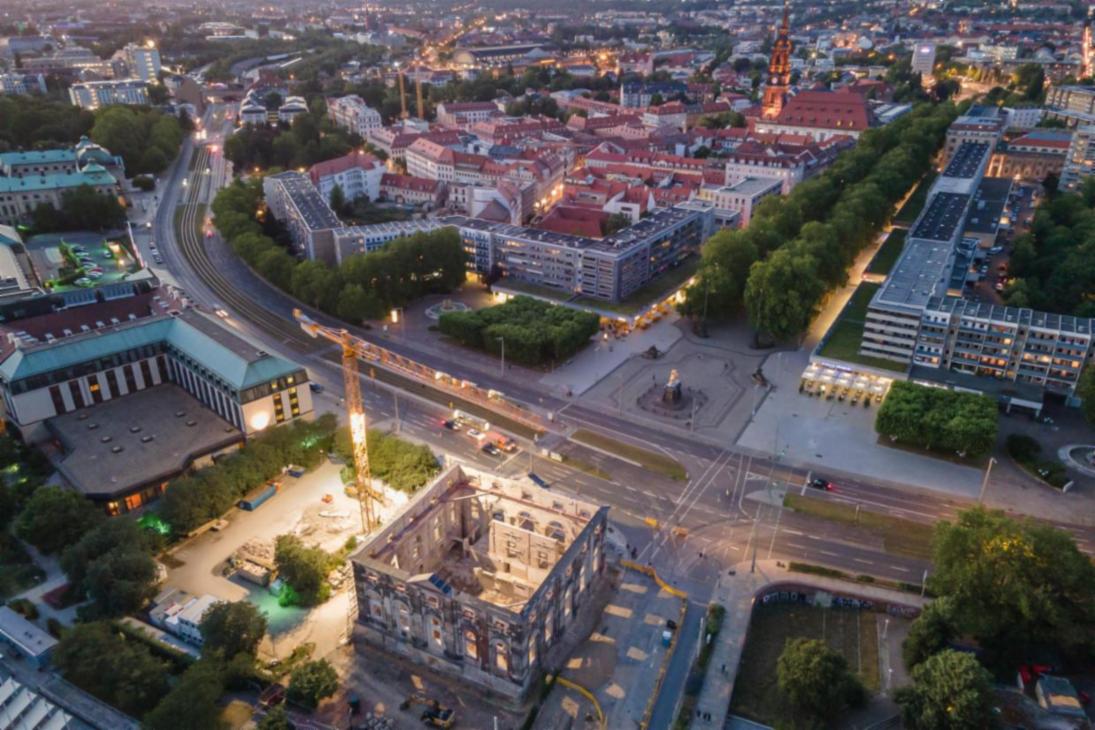 Draufsicht Baustelle Archiv der Avantgarden (Blockhaus), Dresden, Juli 2020
Copyright: SIB