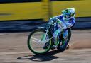 Dan Bewley in a Workington Comets Speedway press and practice session in March 2018.