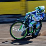 Dan Bewley in a Workington Comets Speedway press and practice session in March 2018.