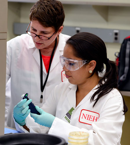 Two scientist doing an experiment