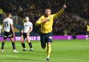 Dane Scarlett celebrates his goal against Derby County