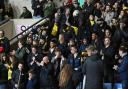 Oxford United fans get behind the team against Derby County in midweek