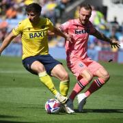 Mark Harris on the ball for Oxford United