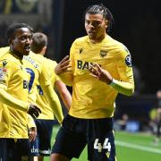 Dane Scarlett celebrates his goal against Derby County