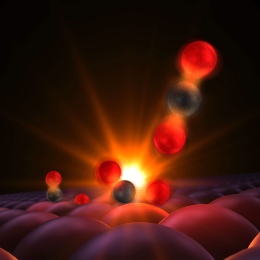 The transition state during CO oxidation on a surface