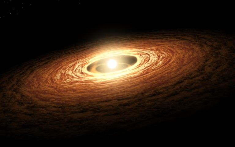 Light swirling disk around a young stasr